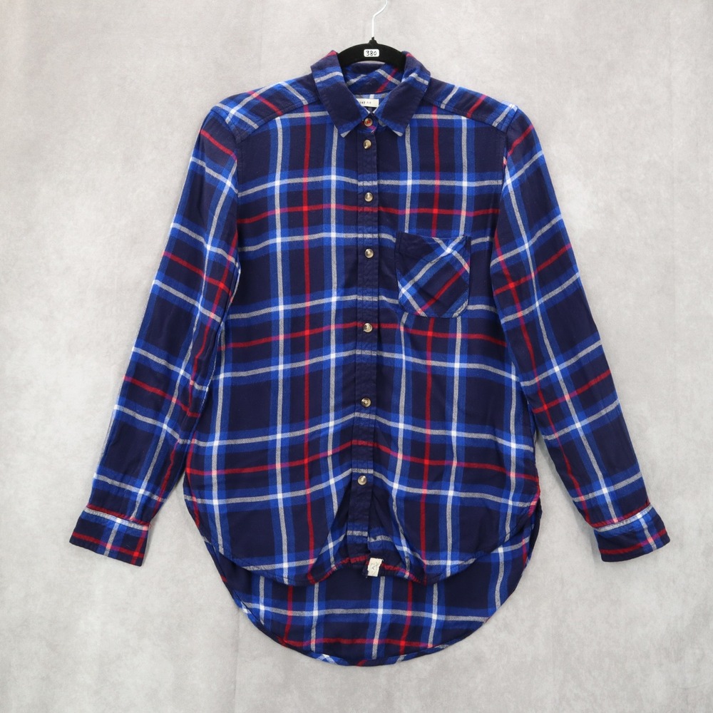 American Eagle Outfitters Boyfriend Fit Blue Flannel Plaid Lumberjack Rugged XS